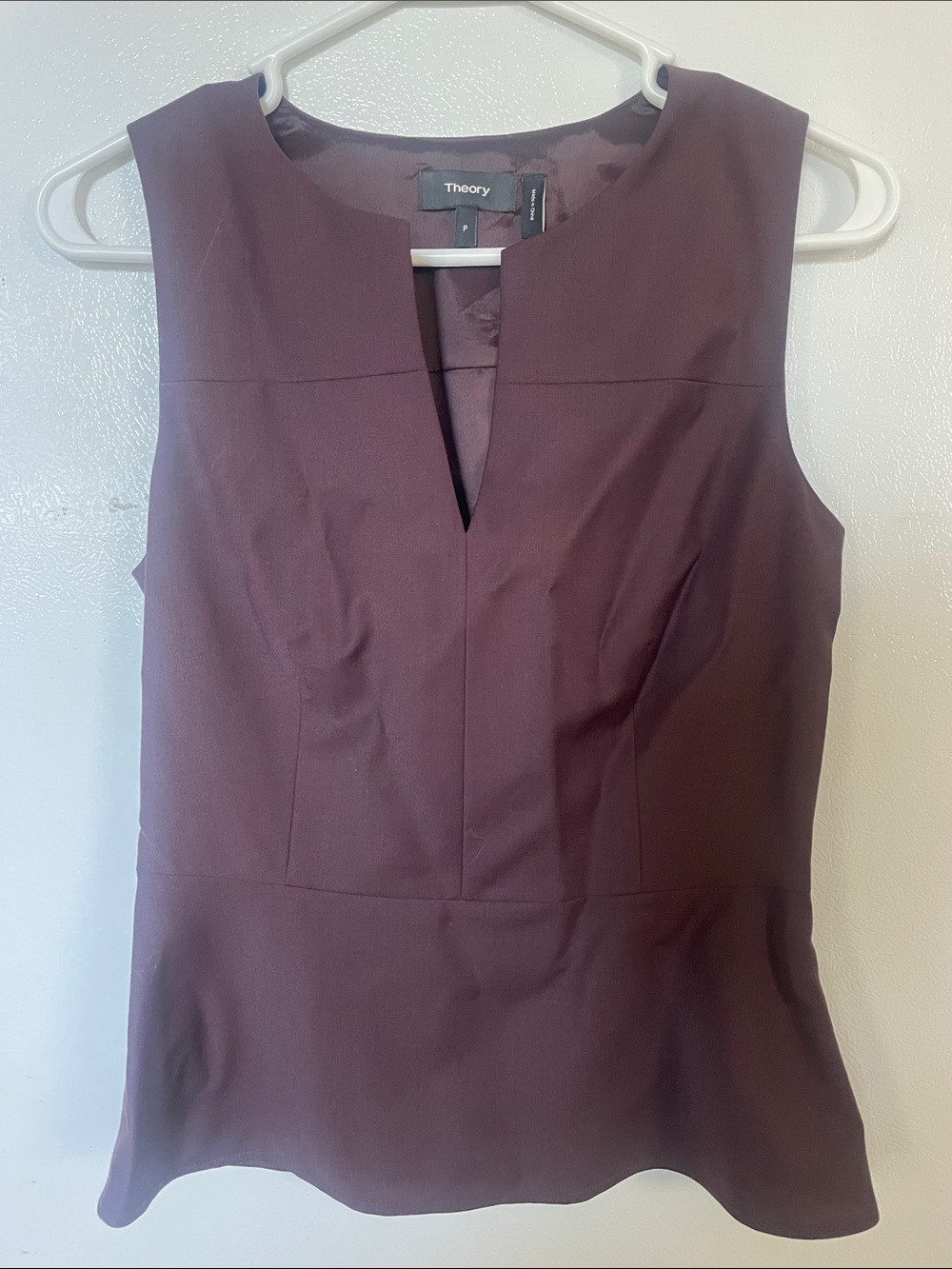 Theory P Brown‎ Classy Sleeveless V-Notch Wool Blend Everyday Academia Modern